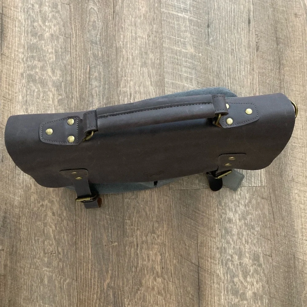 Buffalo Leather & Cotton Canvas Portfolio Business Briefcase Travel Bag